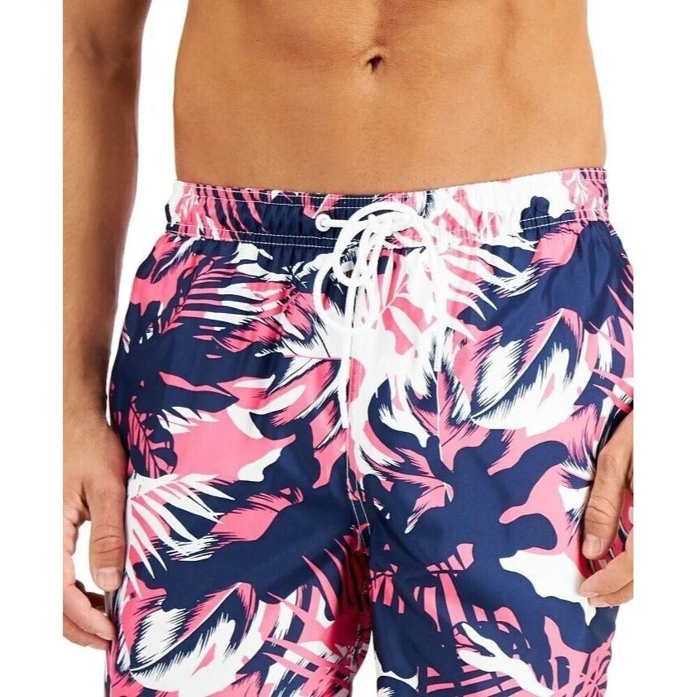 Calvin Klein Men's Quick-Dry UPF 50+ Island Camo Swim Trunks Navy tropical XXL